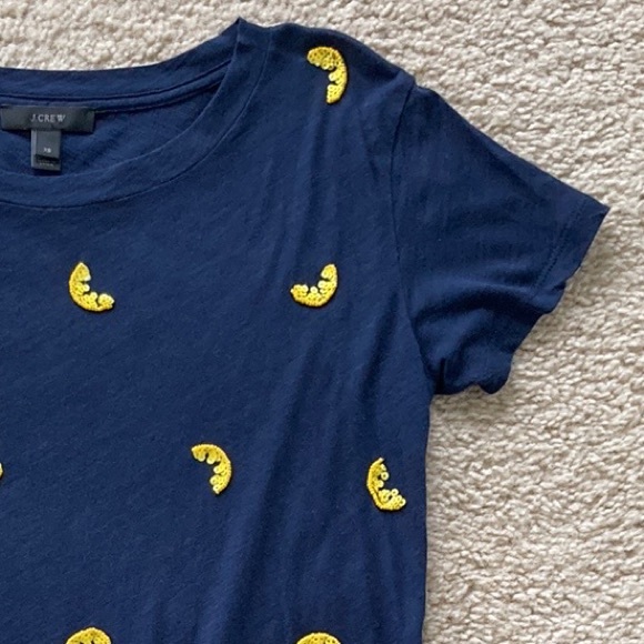 J. Crew Short Sleeve Sequin Lemon Tee - Picture 3 of 5